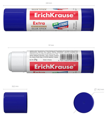 Клей-карандаш Erich Krause Extra 2368 21гр белый ПВП