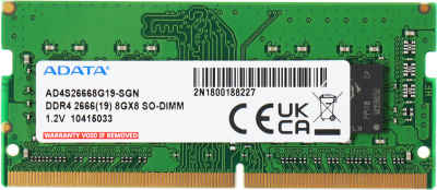 Память DDR4 8Gb 2666MHz A-Data AD4S26668G19-SGN RTL PC4-21300 CL19 SO-DIMM 260-pin 1.2В dual rank Ret
