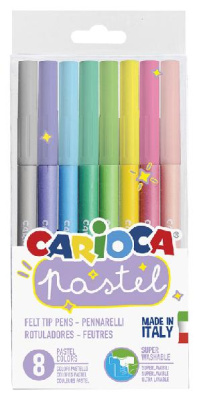 Фломастеры Carioca Pastel 43032 смываемые 8цв. пвх с европодвесом
