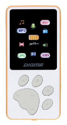 Плеер Hi-Fi Flash Digma S4 8Gb белый/оранжевый/1.8"/FM/microSDHC