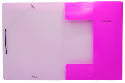 Папка на резинке Бюрократ Double Neon DNE510PINKBL A4 пластик кор.30мм 0.5мм розовый/черный
