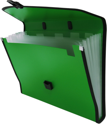 Портфель Бюрократ -BPP6LGRN 6 отдел. A4 с окантовкой пластик 0.7мм зеленый