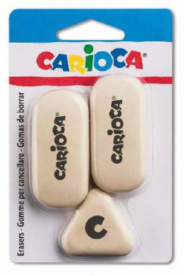 Набор ластиков Carioca SCHOOL 42782 каучук белый блистер (3шт)