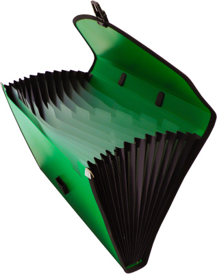 Портфель Бюрократ -BPP13LGRN 13 отдел. A4 с окантовкой пластик 0.7мм зеленый