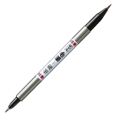 Ручка капилляр. Zebra brush pen (56610) серебристый черн. черн. двойной пиш. наконечник