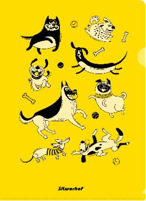Папка-уголок Silwerhof Dogs 255172 гладкий A4 пластик желтый