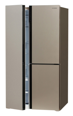 Холодильник Hyundai CS6073FV 3-хкамерн. шампань стекло инвертер