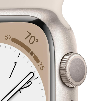 Смарт-часы Apple Watch Series 8 А2771 45мм OLED корп.сияющая звезда рем.сияющая звезда разм.брасл.:M/L (MNUQ3LL/A)