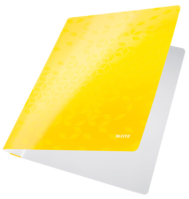 Папка-скоросшиватель Leitz WOW 30010016 A4 картон ламинированный желтый с огранич.формата