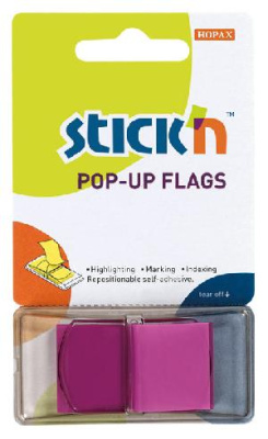Закладки самокл. индексы пластиковые Stick`n 26014 25x45мм 1цв.в упак. 50лист фиолетовый Z-сложения блистер