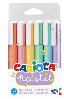 Набор текстовыделителей Carioca Pastel 43033 1-5мм 6цв. пвх с европодвесом