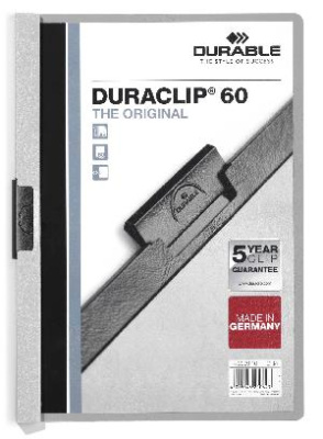 Папка с клипом Durable Duraclip 2209-10 прозрач. верх.лист A4 1-60лист. серый