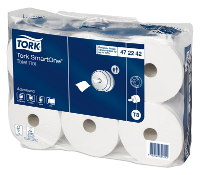 Бумага туалетная Tork SmartOne профессиональная Advanced 2-хслойная 207м белый (уп.:6рул) (472242)