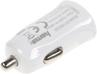 Автомобильное зар./устр. Hama H-183266 2.4A USB для Apple белый (00183266)
