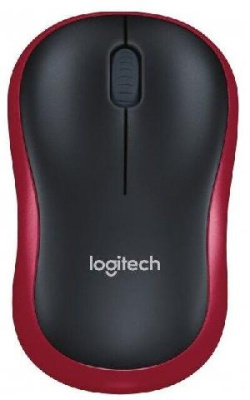 Мышь Logitech M186 черный/красный оптическая (1000dpi) беспроводная USB2.0 для ноутбука (2but)