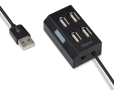 Разветвитель USB 2.0 Buro BU-HUB4-U2.0 4порт. черный