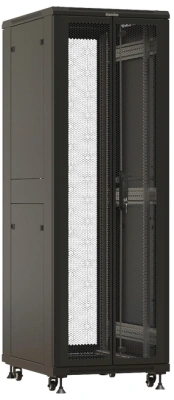 Шкаф серверный Hyperline (TTBR-3261-DD-RAL9004) напольный 32U 600x1000мм пер.дв.перфор. задн.дв.перфор. 2 бок.пан. 1000кг черный 84.2кг 1610мм