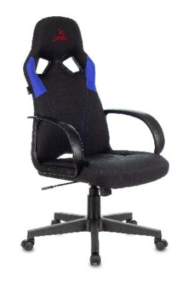 Кресло игровое Zombie RUNNER черный/синий ткань/эко.кожа крестов. пластик