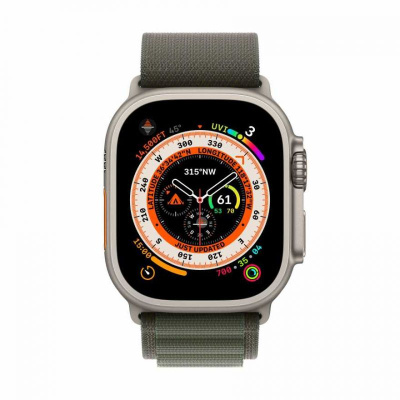 Смарт-часы Apple Watch Ultra A2622 49мм OLED корп.титан Alpine loop рем.зеленый разм.брасл.:M (MQEW3LL/A)