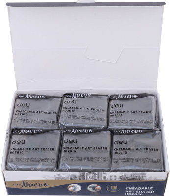 Ластик Deli EH02610 42х42х12мм серый клячка картонный дисплей