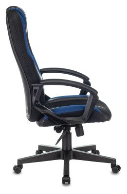 Кресло игровое Zombie 9 черный/синий ткань/эко.кожа крестов. пластик