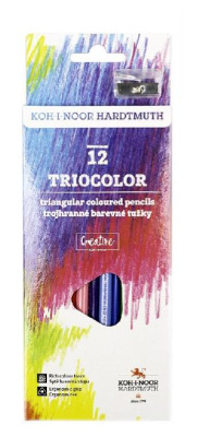 Карандаши цв. Koh-I-Noor TrioColor 3132 3132012011KS трехгран. цветной корпус 12цв. коробка/европод. (12шт) 12 карандашей + точилка