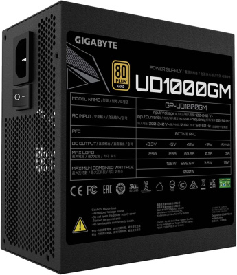 Блок питания Gigabyte ATX 1000W GP-UD1000GM 80+ gold (20+4pin) APFC 120mm fan 8xSATA Cab Manag RTL