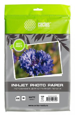 Фотобумага Cactus CS-MA410050ED A4/100г/м2/50л./белый матовое для струйной печати