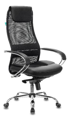 Кресло руководителя Бюрократ CH-609SL черный TW-01 TW-11 эко.кожа/сетка с подголов. крестов. металл хром