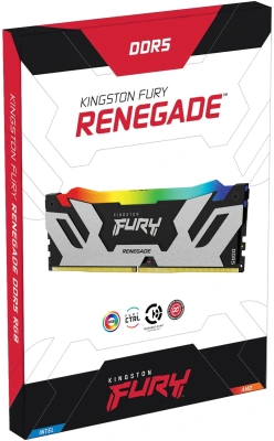 Память DDR5 48GB 6000MHz Kingston KF560C32RSA-48 Fury Renegade Silver RGB RTL Gaming PC5-48000 CL32 DIMM 288-pin 1.35В single rank с радиатором Ret