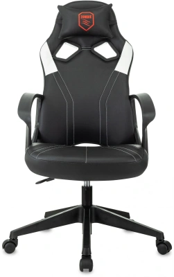 Кресло игровое Zombie 50 черный/белый эко.кожа крестов. пластик