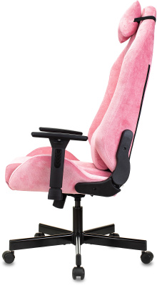 Кресло игровое Knight N1 Fabric розовый Velvet 36 с подголов. крестов. металл