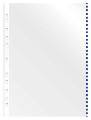 Папка-вкладыш Бюрократ Премиум -013BKAN2BLUE глянцевые А4+ 30мкм синий край (упак.:50шт)
