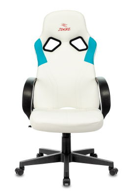 Кресло игровое Zombie RUNNER белый/голубой эко.кожа крестов. пластик