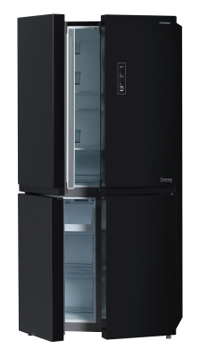 Холодильник Hyundai CM5005F 3-хкамерн. черное стекло инвертер