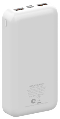Мобильный аккумулятор Hiper SM20000 20000mAh 2.4A белый (SM20000 WHITE)