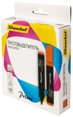 Текстовыделитель Silwerhof Prime 108031-06 скошенный пиш. наконечник 1-4мм оранжевый коробка