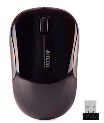 Мышь A4Tech G3-300N черный оптическая (1200dpi) беспроводная USB для ноутбука (3but)