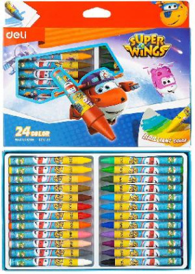 Восковые мелки Deli EC21020 Super Wings 24цв. картон.кор./европод.