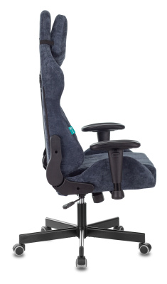 Кресло игровое Zombie VIKING KNIGHT Fabric синий Light-27 с подголов. крестов. металл