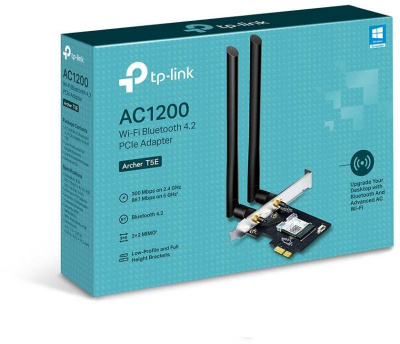 Сетевой адаптер Wi-Fi + Bluetooth TP-Link Archer T5E AC1200 PCI Express (ант.внеш.съем) 2ант.