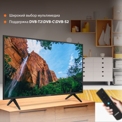 Телевизор LED SunWind 43" SUN-LED43XS301 Яндекс.ТВ черный FULL HD 60Hz DVB-T DVB-T2 DVB-C DVB-S DVB-S2 USB WiFi Smart TV