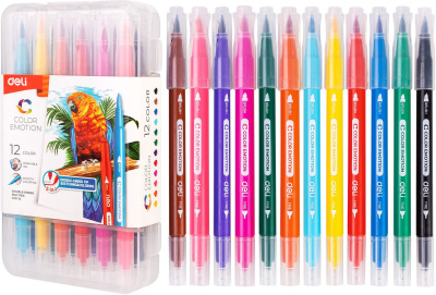 Фломастеры Deli EC151-12 Color Emotion 12цв. пластиковая коробка (12шт.)