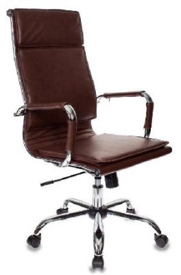 Кресло руководителя Бюрократ Ch-993 коричневый эко.кожа крестов. металл хром