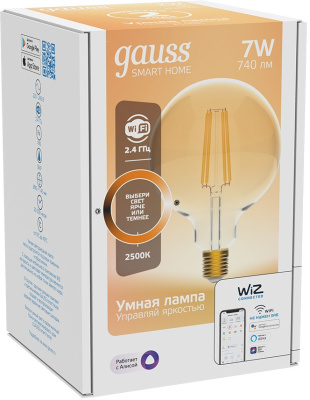 Умная лампа Gauss Smart Home G95 E27 Wi-Fi (упак.:1шт) (1320112)