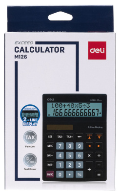 Калькулятор настольный Deli EM126 черный 12-разр.