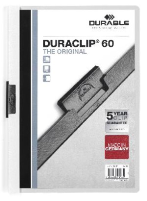 Папка с клипом Durable Duraclip 2209-02 прозрач. верх.лист A4 1-60лист. белый