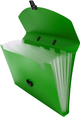 Портфель Бюрократ -BPP6GRN 6 отдел. A4 пластик 0.7мм зеленый