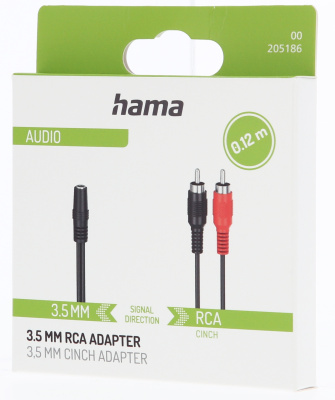 Адаптер Hama H-205186 mini-Jack 3.5 (f) 2xRCA (m) 0.1м (00205186) черный