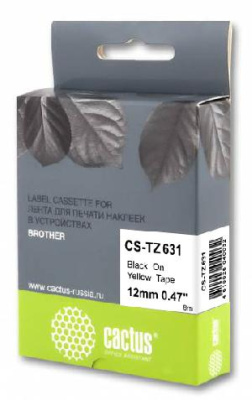 Картридж ленточный Cactus CS-TZ631 TZe-631 черный для Brother 1010/1260VP/1830VP/9700PC